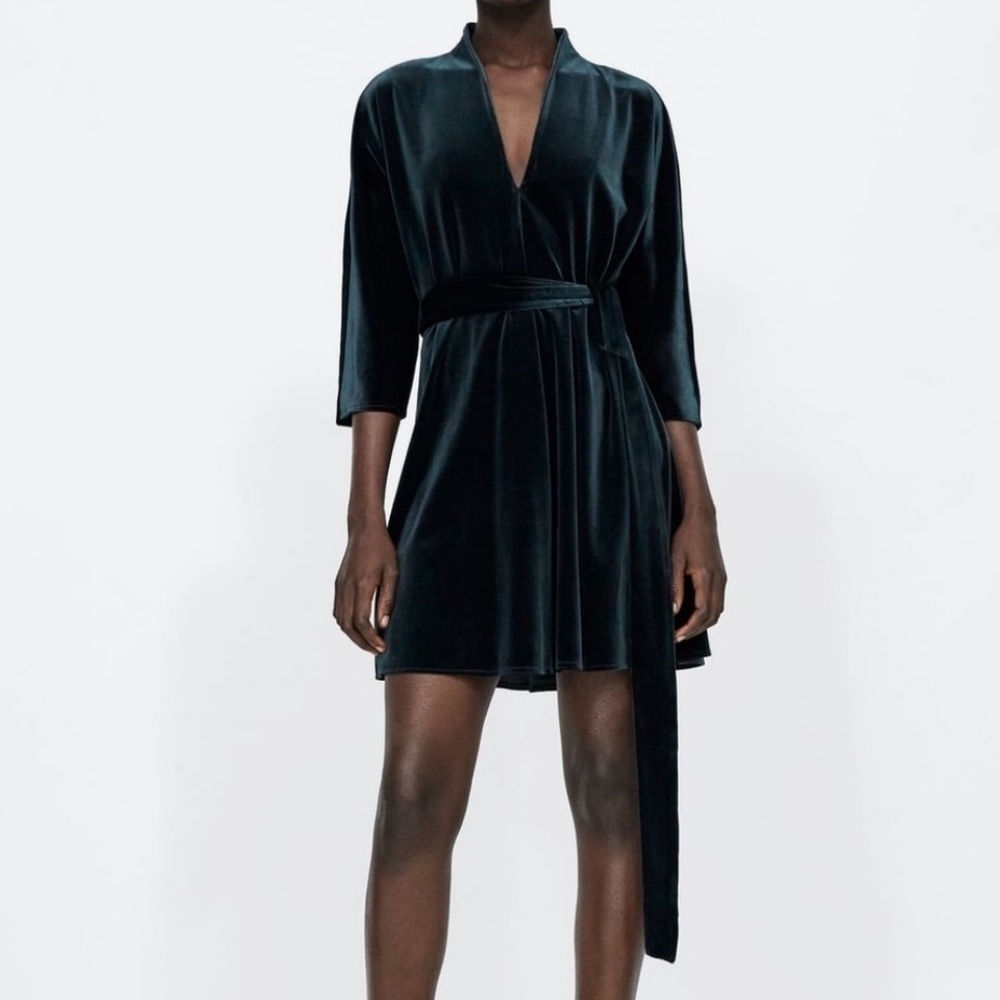 Zara Woman's Dark Green Velvet Dress